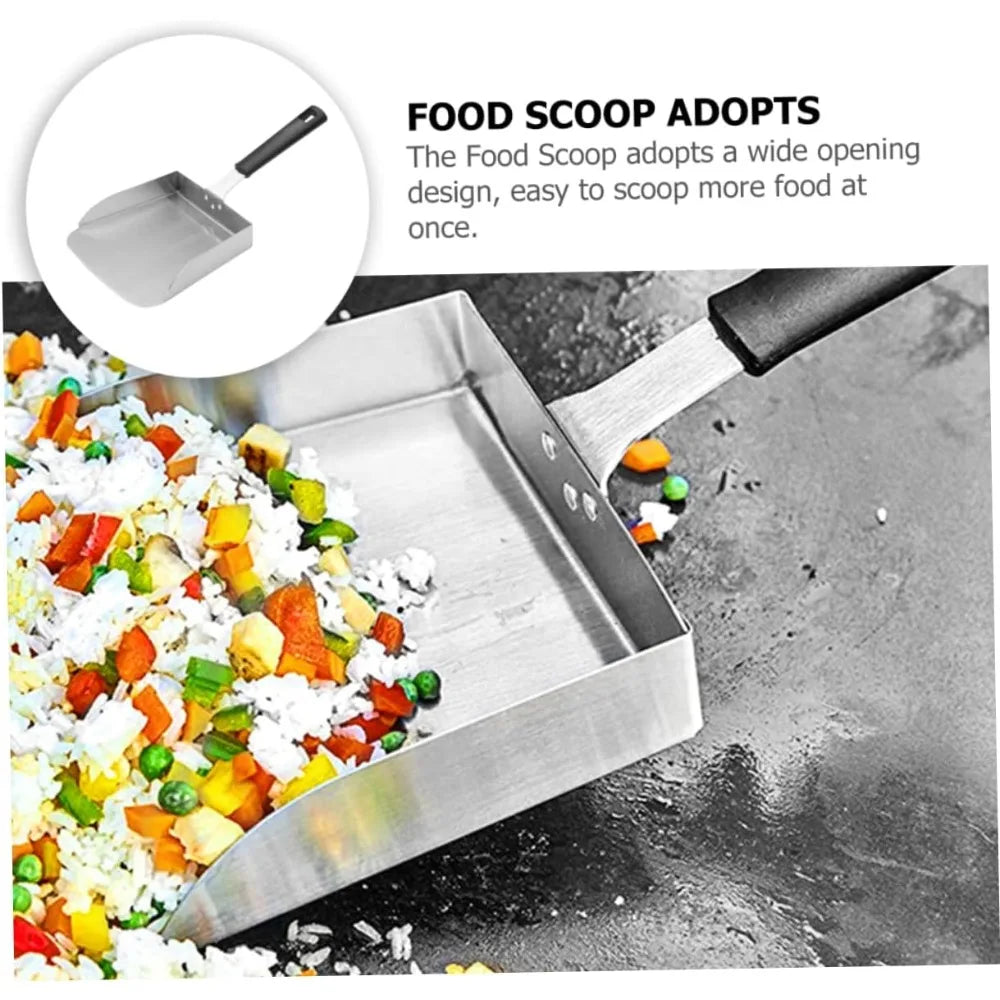 Griddle Food Mover Stainless Steel Hamburger Fries Spatula for Rice Vegetables Cooking Food Shovel Home Outdoor Camping BBQ Tool