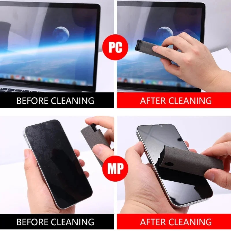 1/2pcs 2-in-1 Mobile Phone Screen Spray Bottle Computer Screen Cleaner with Microfiber Cloth Set Cleaning Tools Car Cleaning