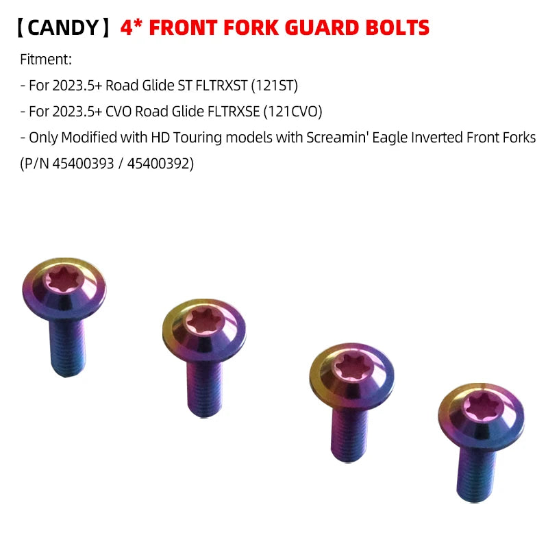 Road Faith Titanium Alloy Motorcycle Caliper Bolt Front Fender Bolts Anti-theft For HD 121CVO 121ST 24-up 117 Road/ Street Glide