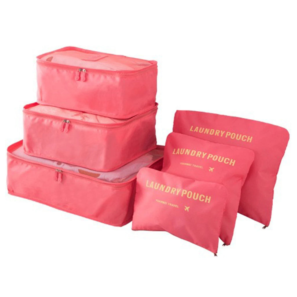 6pcs/Set Travel Luggage Packing Cubes Suitcase Clothes Storage Bag Organiser Foldable Clothing Organizer Shoes Underwear Pouch