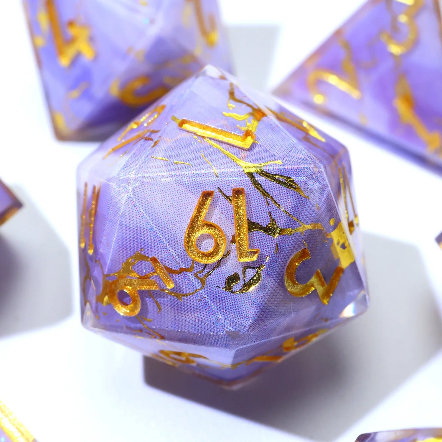 Enchanting DND Dice Set with Ocean Wave & Peach Blossom Designs-Perfect for Board Game,RPG & Tabletop Gaming Adventures-F2