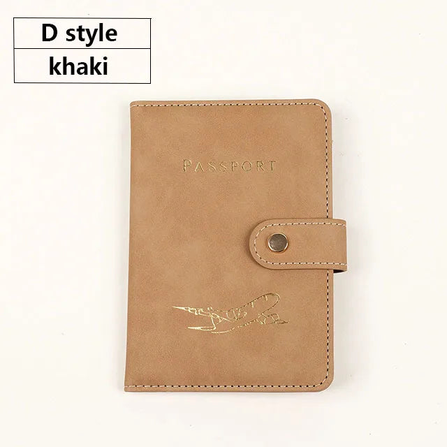 Soft PU Leather Multi Slot Passport Cover with Airplane Logo Snap Closure SIM Card Holder Travel ID Document Ticket Wallet