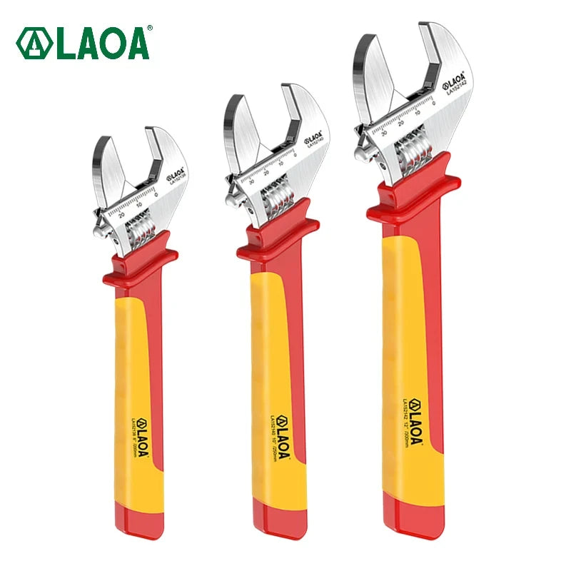 LAOA VDE Insulated Adjustable Wrench 6inch /8/10/12 inch 1000V Universal Spanner Electrician Maintenance Handle Hand Repair Tool