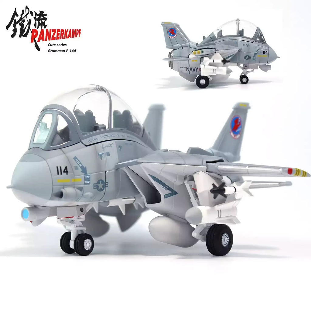 Iron Flow Q Version Variable Wing F14 Tomcat Fighter VF84 Pirate Flag Alloy Aircraft Model Ornament Cartoon Version Holiday Gift