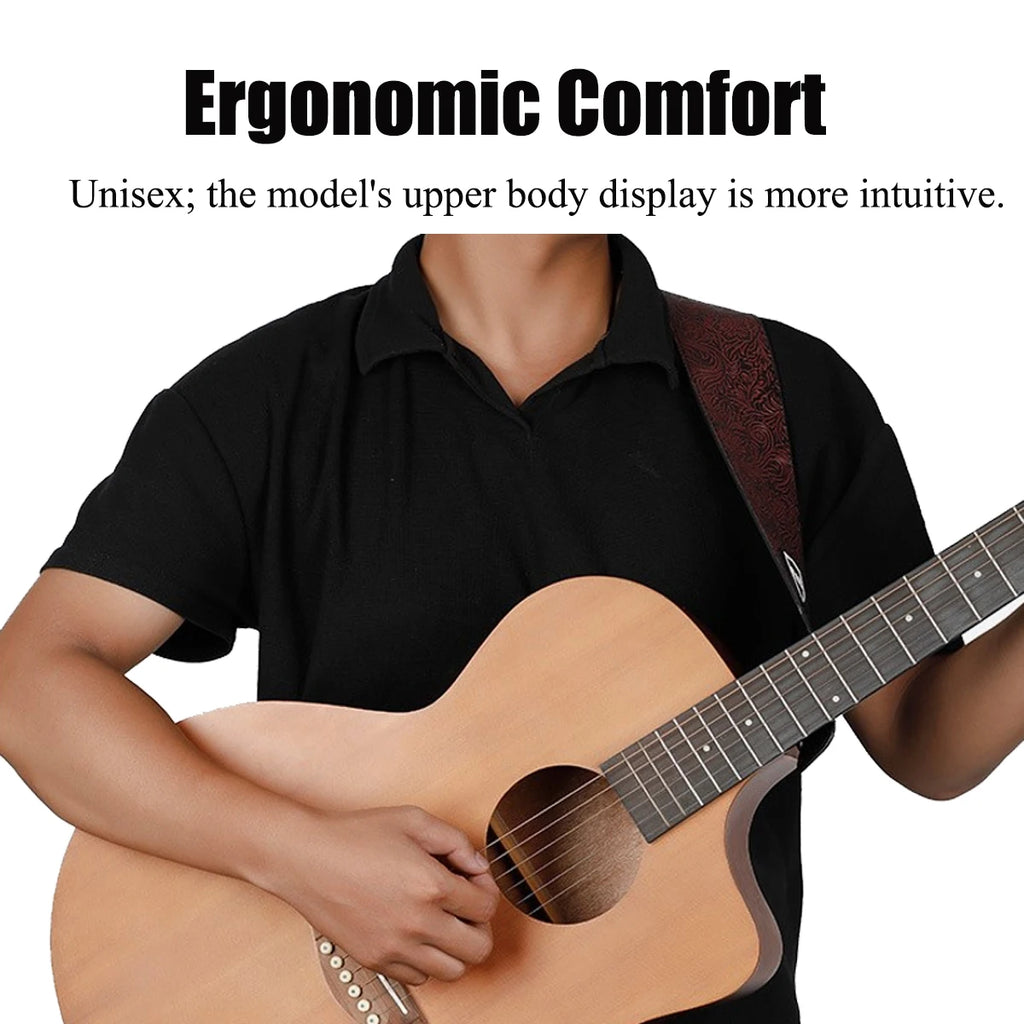 P&P Professional Guitar Strap | Anti-Wrinkle Polyester | Adjustable 33.8"-54.7" (86-139cm) | Leather Ends + Hidden Pick Clip