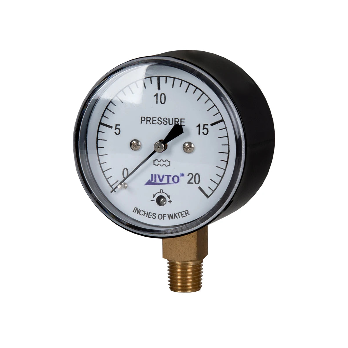 JIVTO Low Capsule Pressure Gauge 2-1/2  Dia, 1/4 NPT Lower Mount 3, 5,10 Psi 15, 20,30,60 IWC