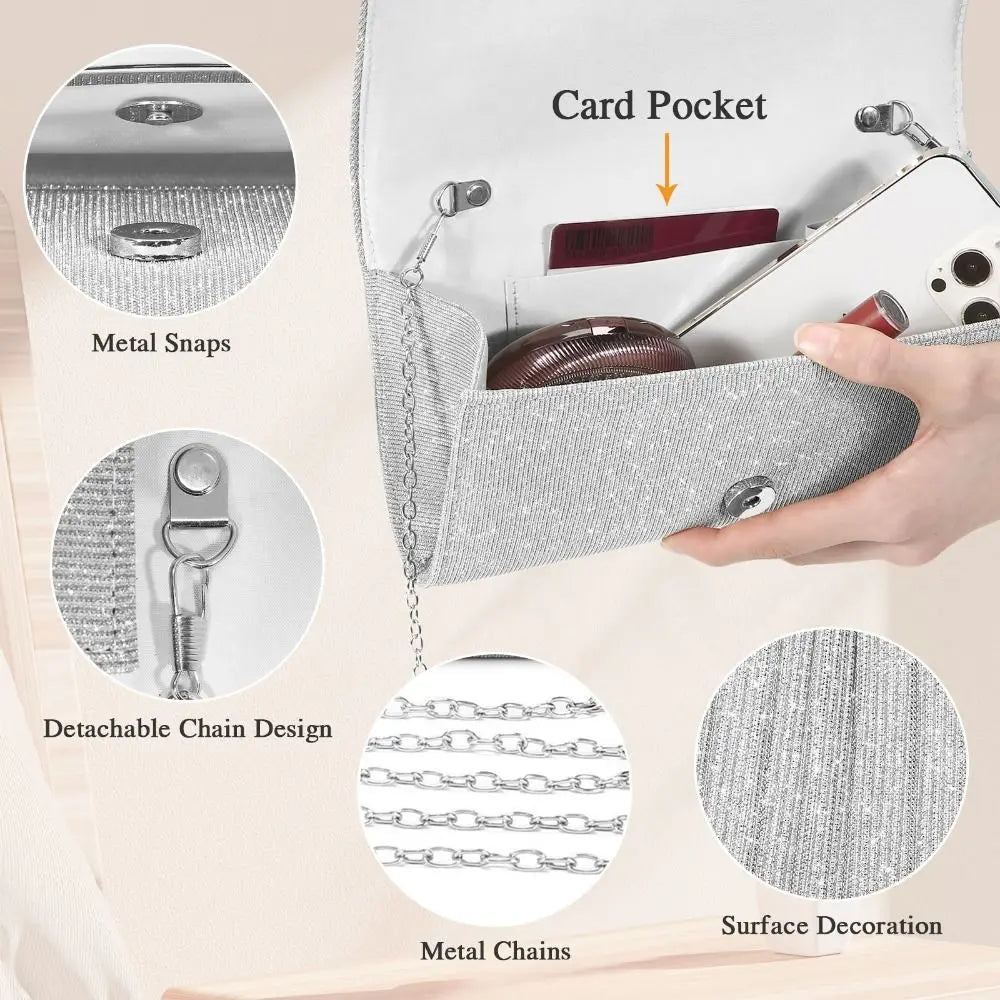 High Quality Polyester Messenger Handbag Plain Solid Color Flap Wedding Bag Wedding Party Prom Clutch Bag Women