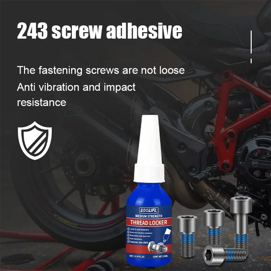 Best-Selling 1-5Pcs Thread Locking Agent, Blue, Medium Strength, Removable Anaerobic Adhesive for Screws and Nuts, Anti-Loosening, Corrosion-Resistant, 10Ml-250Ml