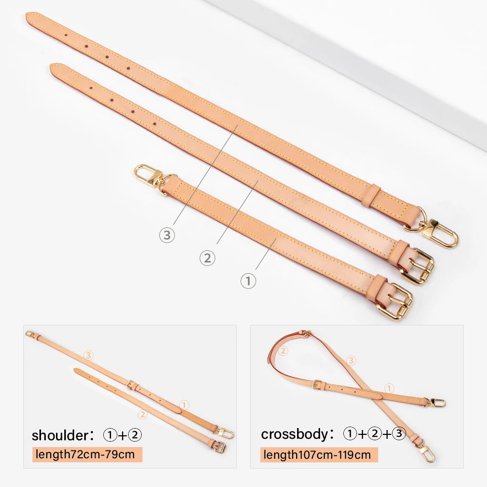 CRAZYSMITH Bag Strap for LV Speedy 20 25 30 Shoulder Straps 100% Genuine Leather Adjustable Crossbody Long Bags Belt 120cm Acces