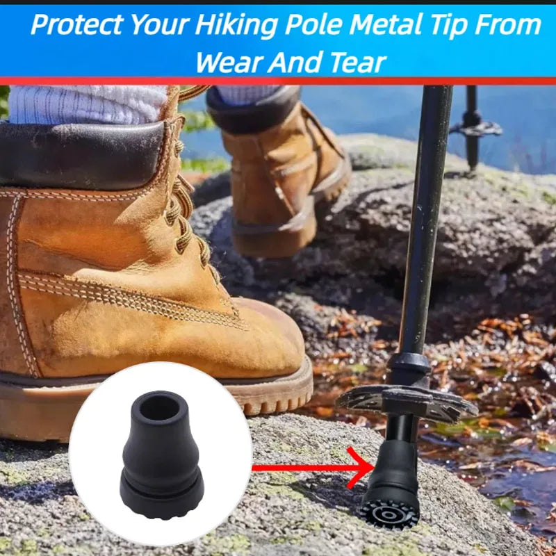 Rubber Pad Cap Non-Slip Walking Stick Crutch Cane Bottom Pads Cover Protector Climbing Hiking Trekking Pole Tip Black 16/19/22mm