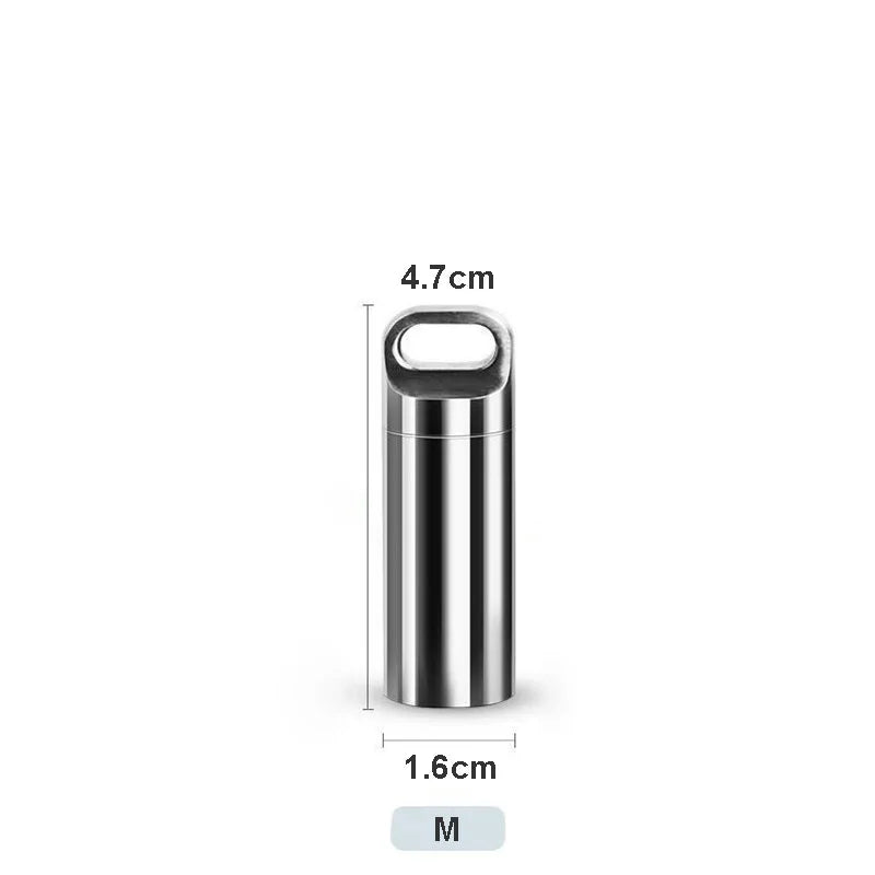 Portable Waterproof Emergency Capsule Seal Bottle Stainless Steel Outdoor Camping EDC Survival Mini Sealed Capsule Pill Tank