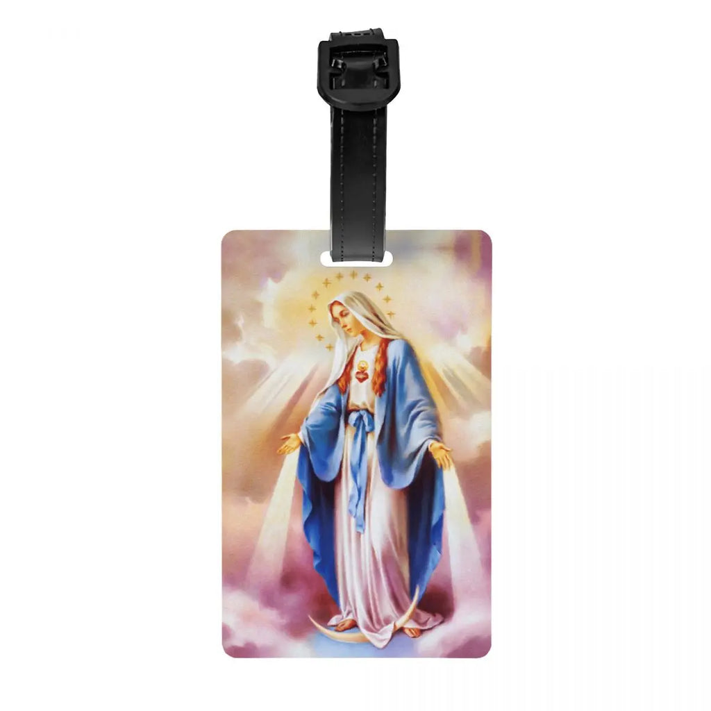 Custom Virgin Mary Luggage Tag Privacy Protection Catholic Christian Baggage Tags Travel Bag Labels Suitcase