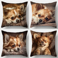 4PCS Chihuahua Pillow Covers: Dogs in Different Moods, Cute for Party, Home, Car (No Insert)
