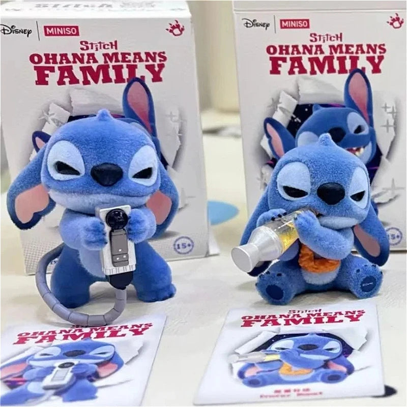 MINISO Stitch Ohana Means Family Series Blind Box Stitch Anime Figures Blindbox Toys Kawaii Desk Decora Model Surprise Box Gifts