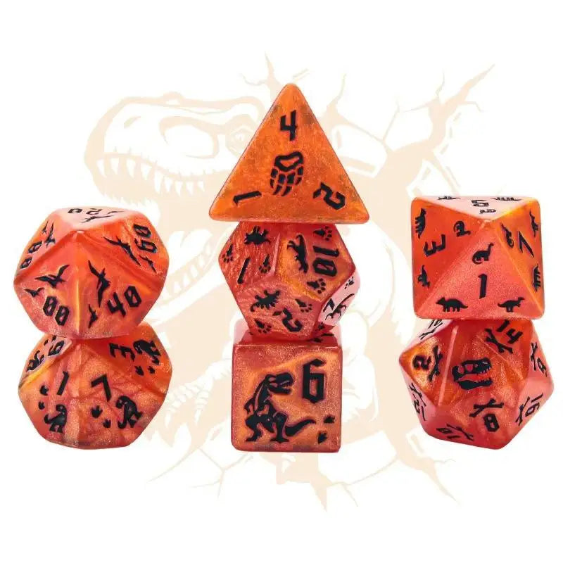 7Pcs/Set Dinosaur Dice Clear Engraved Digits Dice For Prehistoric Dinosaur For Tabletop Board Game Nights