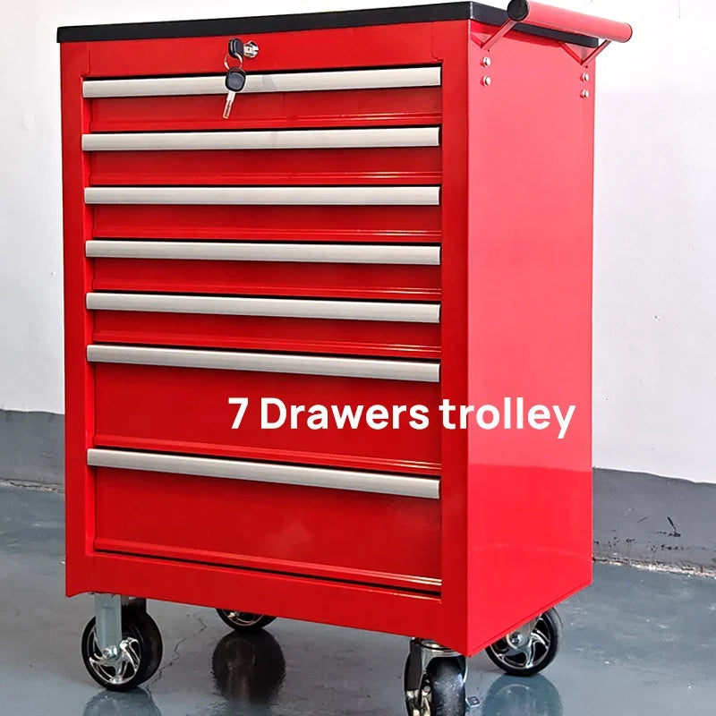 OEM Wholesale Workshop Tool Cart 7 Drawer Tool Trolley Cabinet With Casters For Garage Warehouse Workshop