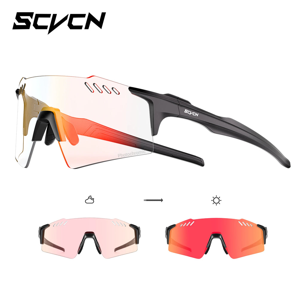 SCVCN Hiking Eyewear Fashion Rimless Cycling Glasss Outdoor Sports Running Drving Sunglasses for Men Goggles Mtb Bicycle 1 Lens