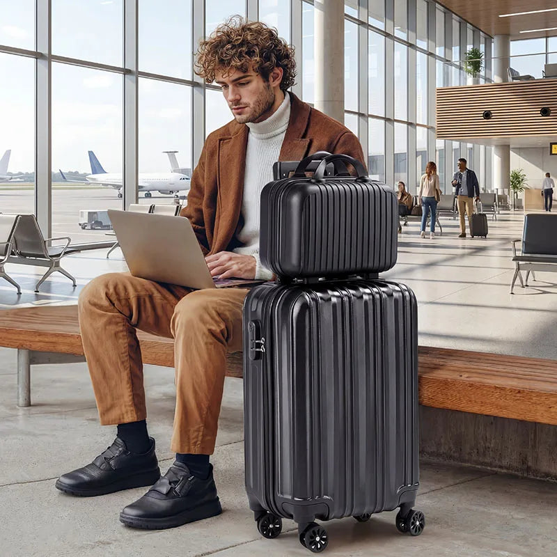 2 Piece Hardside Luggage Set - 20 Inch Carry On Suitcase with TSA Lock, USB Port & Silent Spinner Wheels, Lightweight PC+ABS Travel Luggage for Business Trip