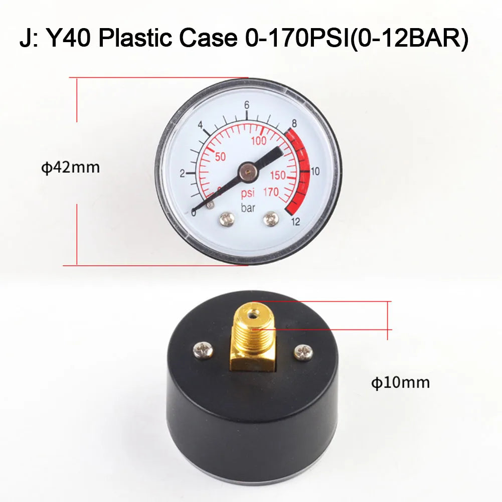 1pc Y40/Y50 Pressure Gauge 0-180PSI GasWater Fuel Liquids Meter Pressure Gauge Accurate Pressure Monitoring For Air Compressor