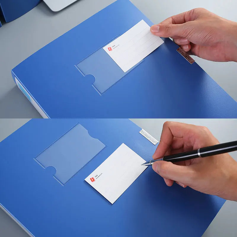 PP material, with a white label, internal compartments, a file box with a snap-lock design, 25/35/55/75mm