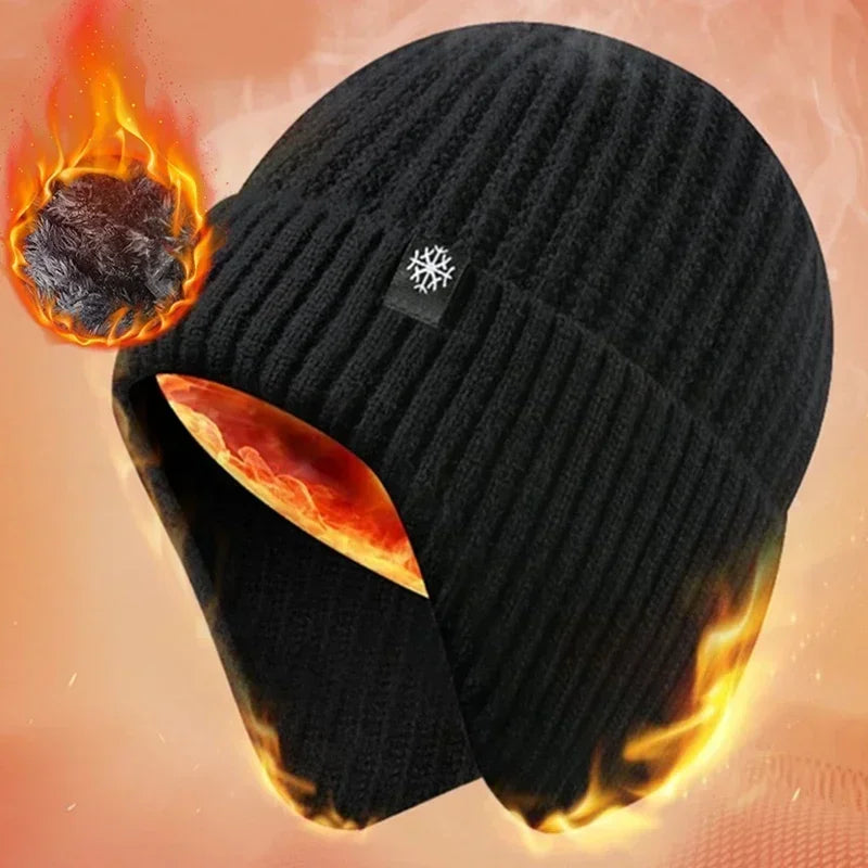Middle Aged and Elderly Men's Winter Warm and Windproof Ear Protection Hat for The Elderly Winter Dad Grandpa Knitted Woolen Hat