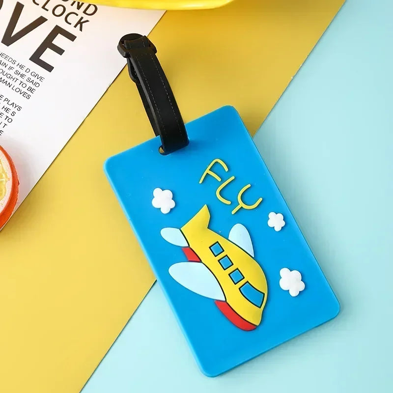 1PCS Colors Luggage Tags Backpack Bags Suitcase Name Tags Pendants Cute Cartoon Airplane Boarding Labels Travel Accessories