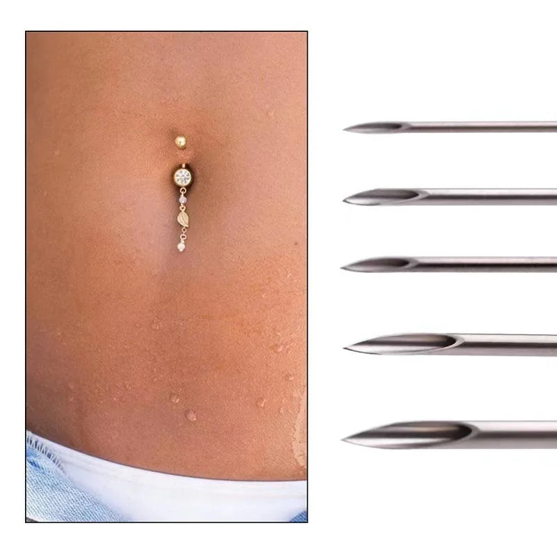 50PC Piercing Jewelry Accessories Sterile Puncture Needle Nose Stud Lip Nail Tool Disinfection Bag Containing Disposable Needle