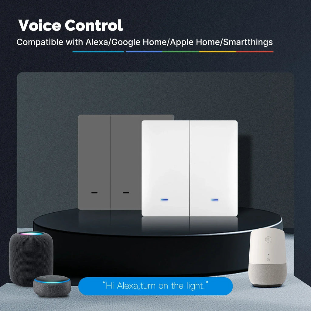 MOES Matter Tuya WiFi Smart Light Button Switch EU Verison Remote Control Work With Alexa Google Home Apple Homekit Smartthings