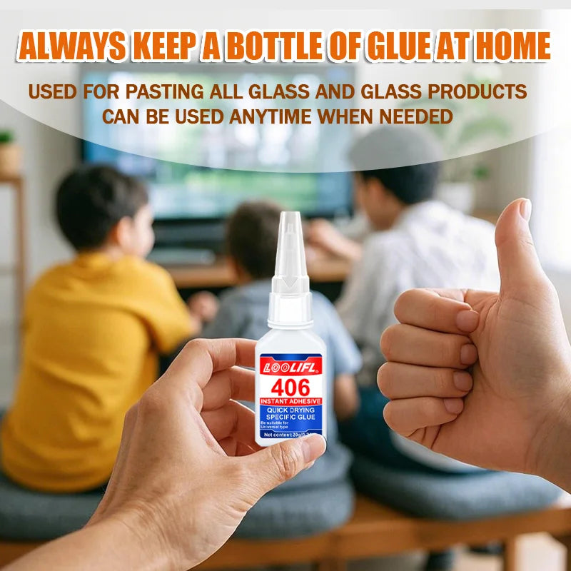 406 Super Glue, Fast-Drying Cyanoacrylate Super Glue and Universal Quick Repair of All Kinds of Glass Are Safe and Harmless.