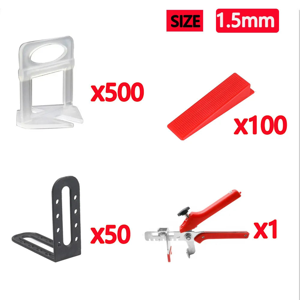 25-1200PCS Floor Tile Leveling System Clips Spacers Straps Tile Piler Wadge for Ceramic Tile Laying Leveling Construction Tools