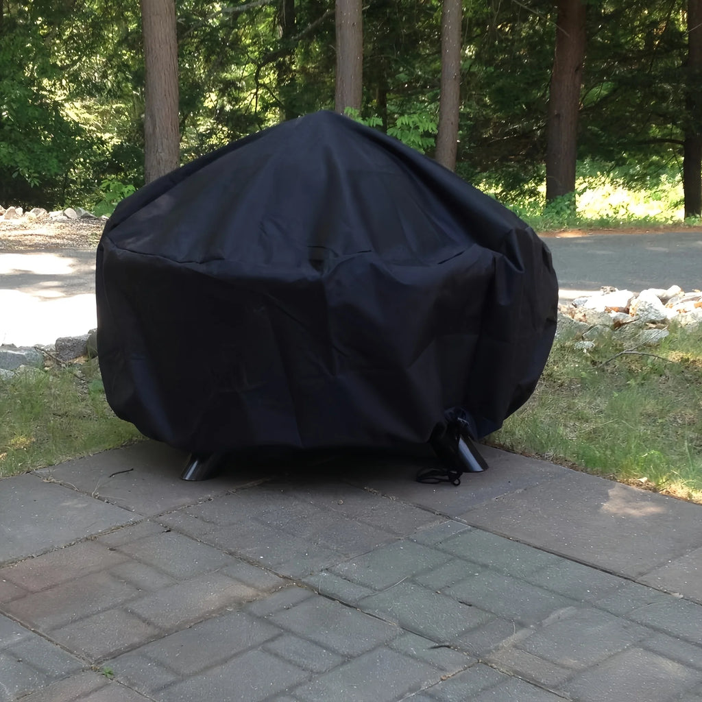 Round Fire Pit Cover, Waterproof Windproof Firepit Shield with Silver Coating & Drawstring, Fits Multiple Round Fire Pit Sizes