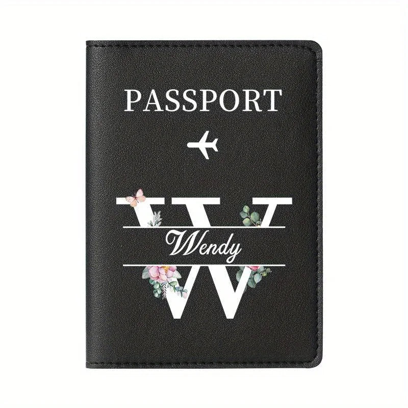 Personalized Custom Black Passport Holder with Custom Name - 26 Letters and Surname. Fashionable Foldable Travel Accessory