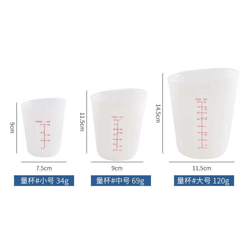 1PC Silicone Measuring Cup with Scale Transparent Measuring Cup Heat Resistant Soft Measuring Cup Baking Tool