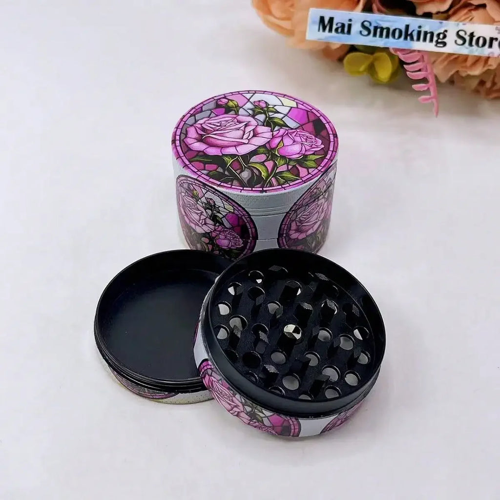 50mm Rose Herb Grinder Metal 4-Layers Manual Spice Pepper Mill Salt Power Mortar  Grass Tobacco Grinder Smoking Cigare Tool