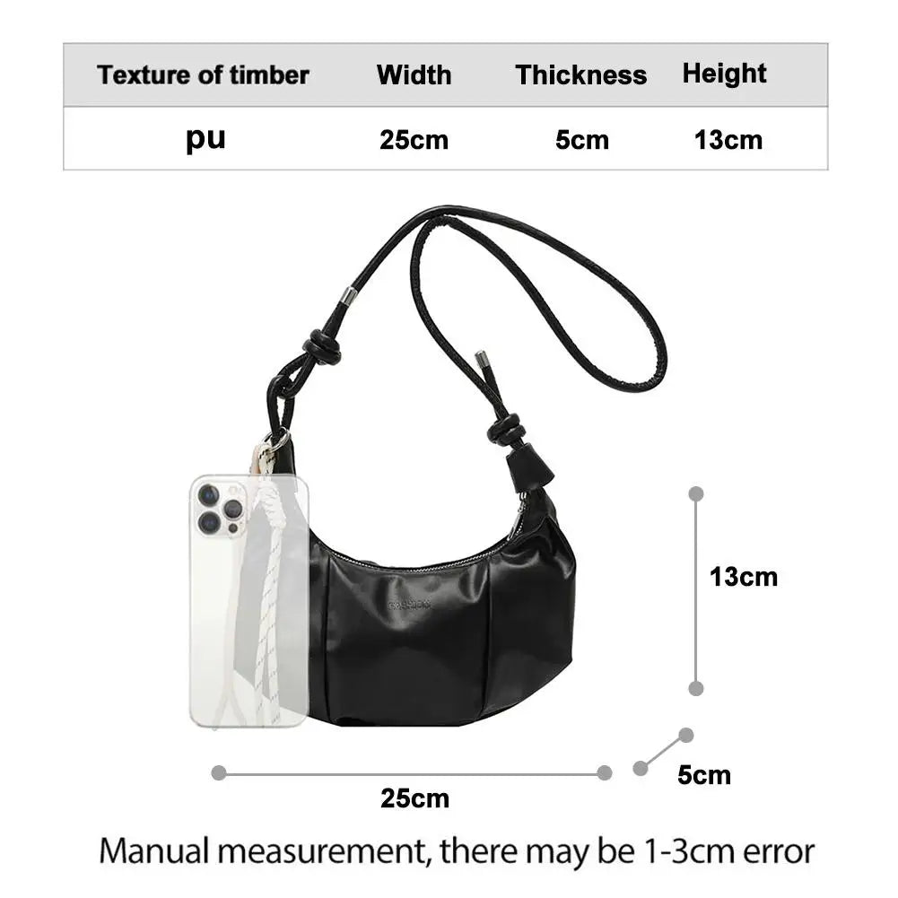 2026 New Elegant Dumpling Shape Shoulder Bag For Women Street Trend PU Material Zipper Opening Crossbody Purse Bag