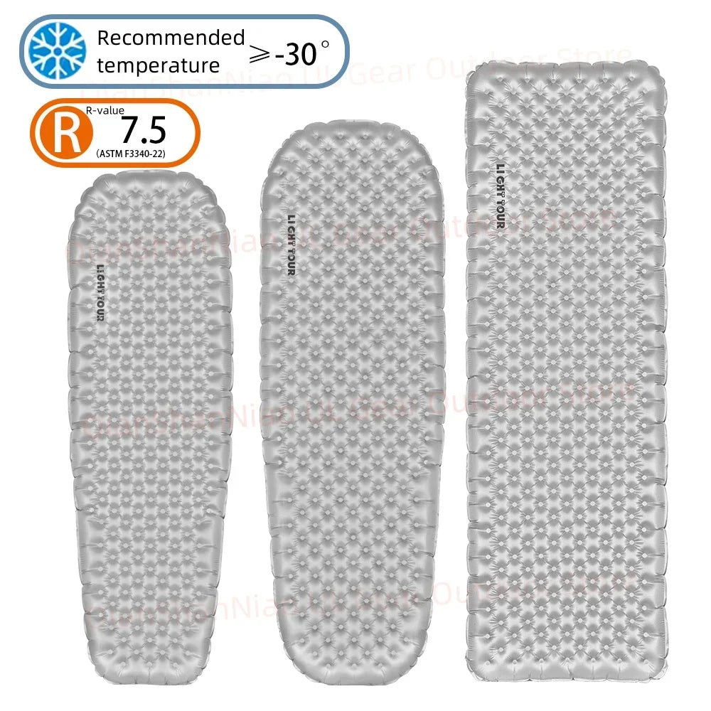 Light Tour R Value 7.5 Camping Inflatable Mattress Outdoor Portable Sleeping Pad Ultralight Hiking Single People Mat R4.2/R3.5