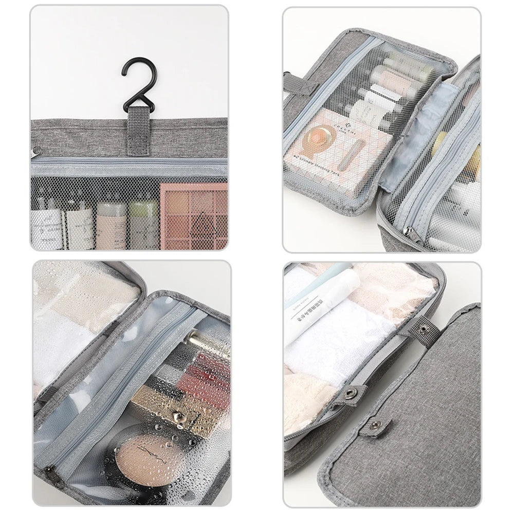 Large Capacity Travel Toiletries Bag with Hanging Hook Waterproof Bathroom Cosmetic Storage Bag Makeup Organizer Washbag