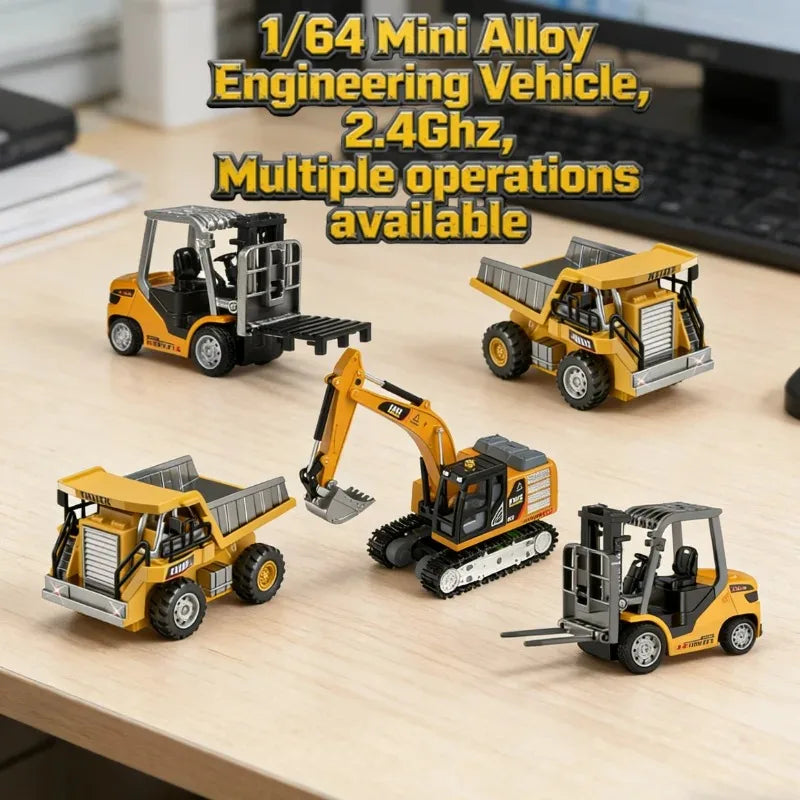 1:64 RC Mini Alloy Forklift dump truck excavator desktop toy 2.4G Remote Control engineering vehicle Boy's Dream Collection Gift
