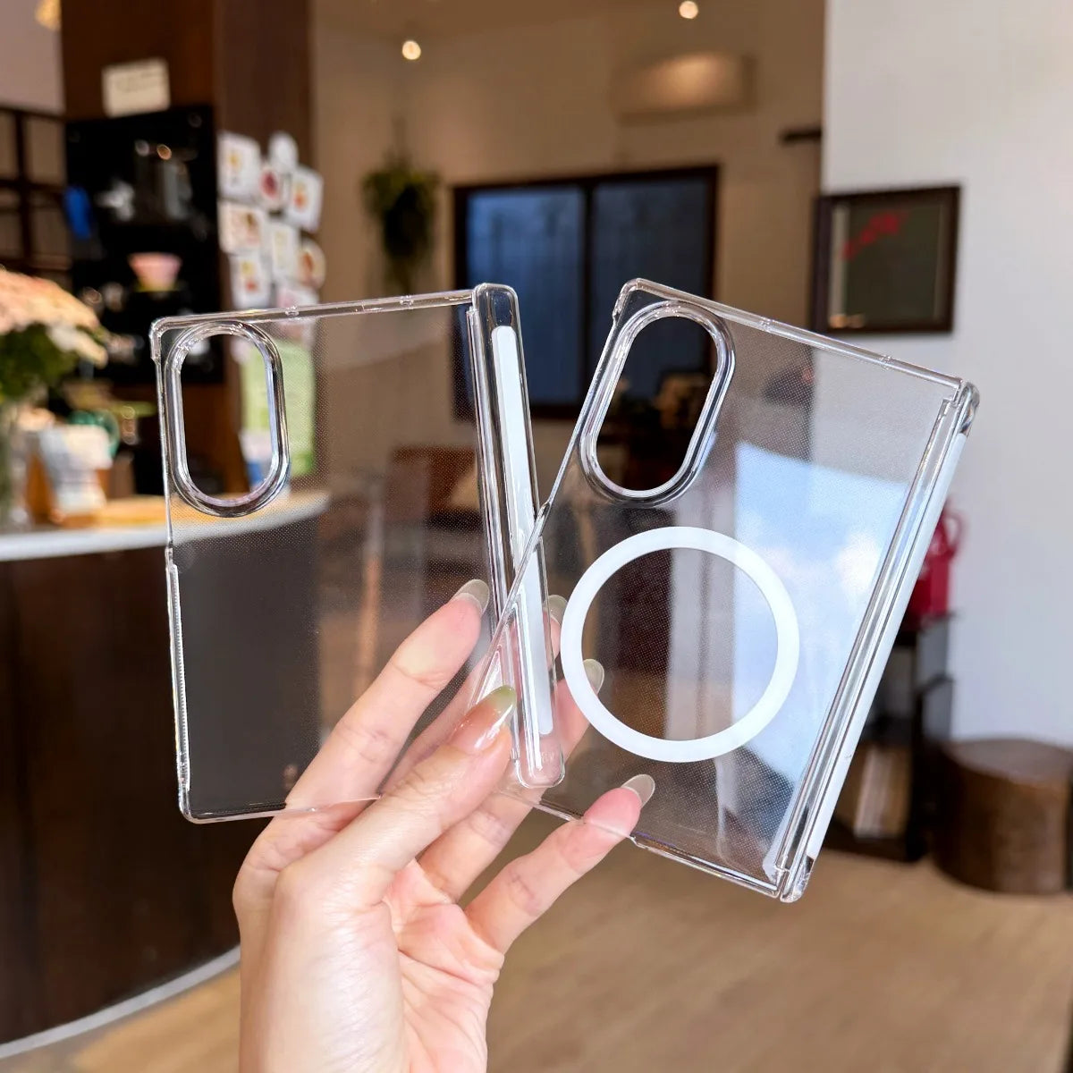 For Samsung Galaxy Z Fold8 Ultra Z Fold 8 7 6 5 4 5G for Magsafe Case Luxury Transparent Hinge Magnetic Wireless Charging Cover