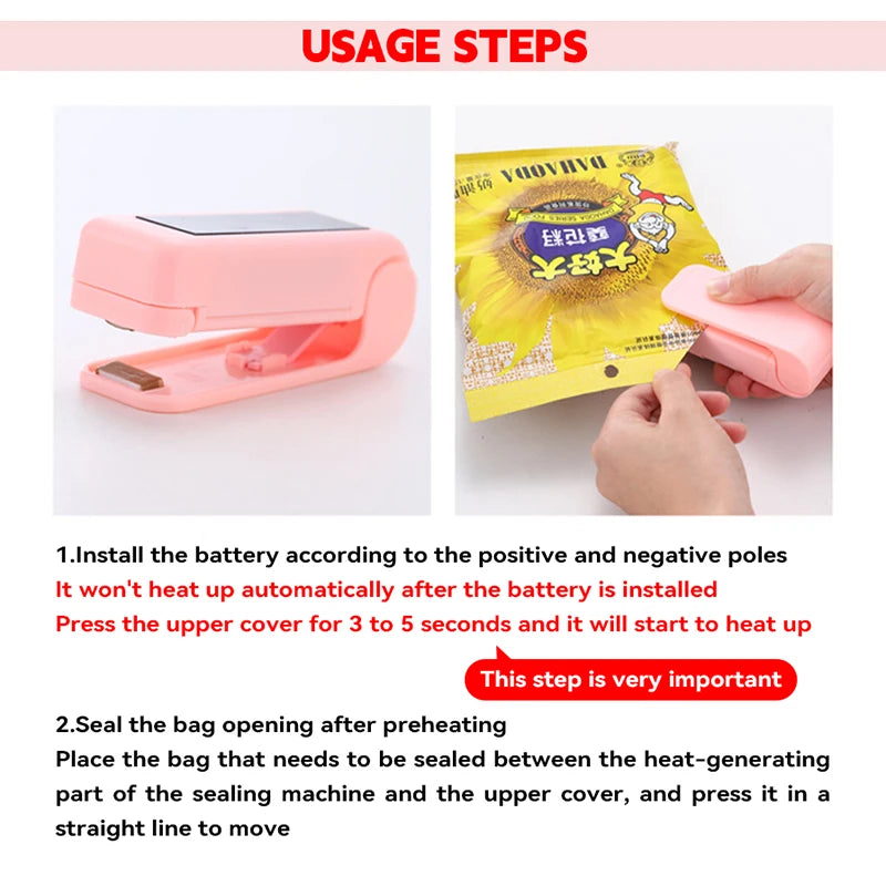 Mini Heat Bag Sealing Machine Package Sealer Bags Thermal Plastic Food Bag Closure Portable Sealer Packing Kitchen Accessories-
