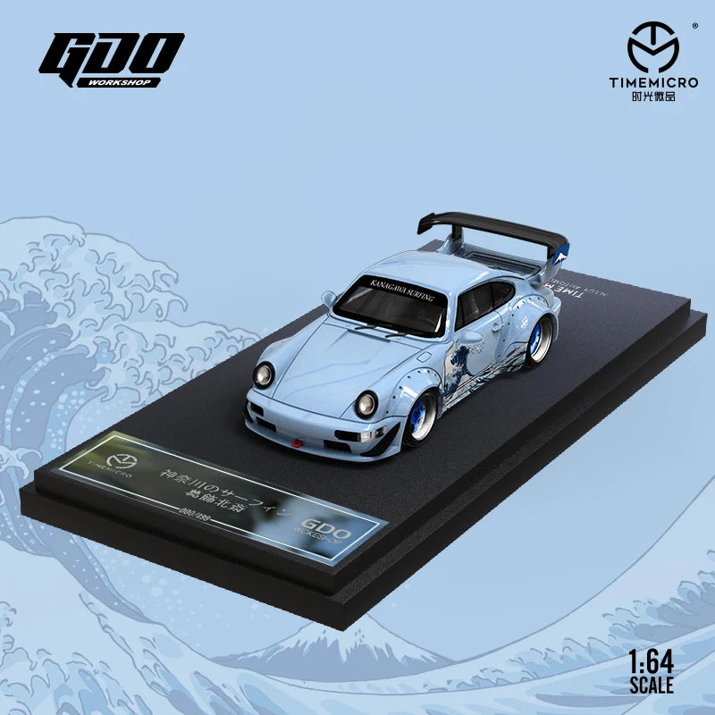 *In stock*TimeMicro 1:64 RWB 964 The Great Wave of Kanagawa Painting Simulation Alloy Car Model for Collection & Display