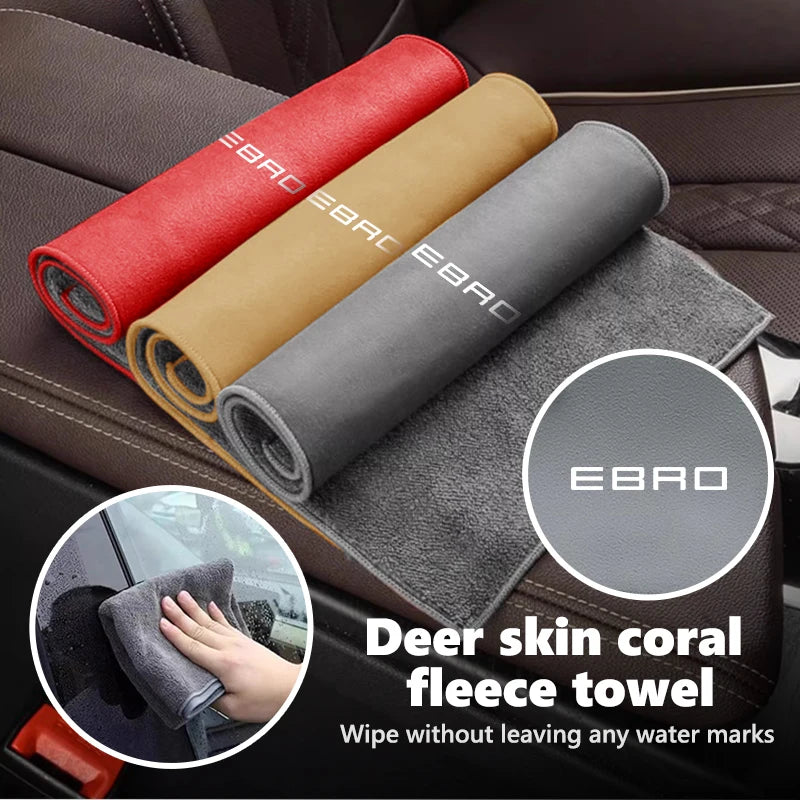For Ebro Car Logo Wash Clean Towel Microfiber Cleaning Drying Clothl S400 S700 S800 2025 2026