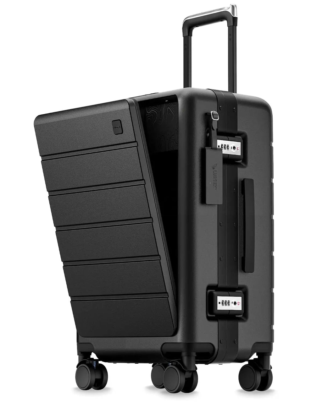 HUP Pro 21" Zipperless Carry On Luggage 38L Front Opening Compartment Suitcase Spinner Wheels, Customized