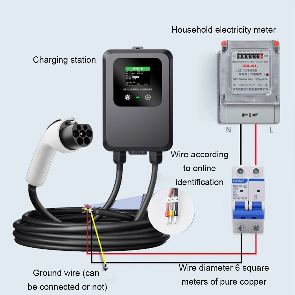 NEW EV Wallbox 5M 7KW 32A Charging Station Car Home EV Wallbox Electric Car EV Wallbox With 5M Cable Charge by card/Charge now