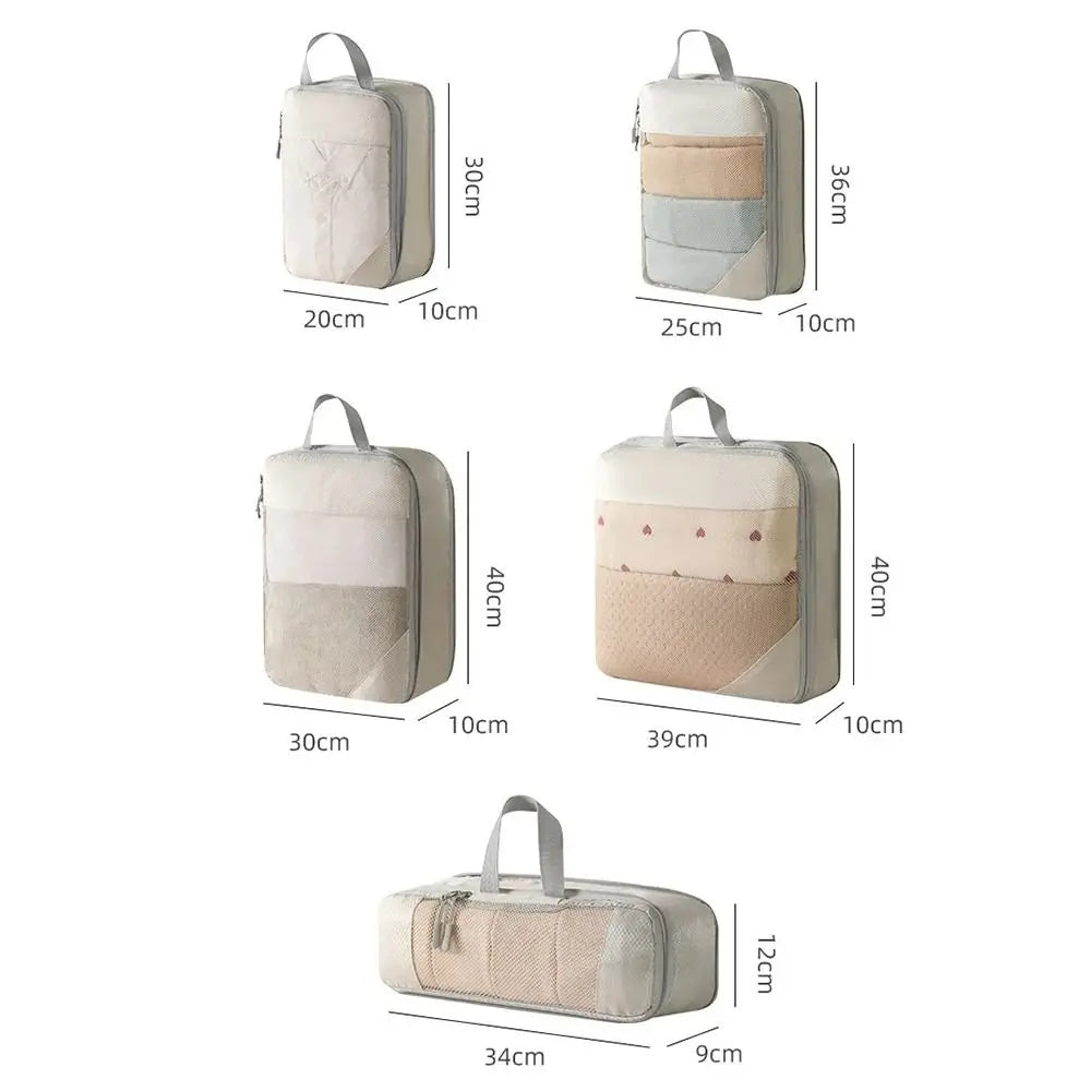Folding Compression Packing Cubes Mesh Travel Accessories Expandable Packing Organizers Lightweight Luggage Storage Cases