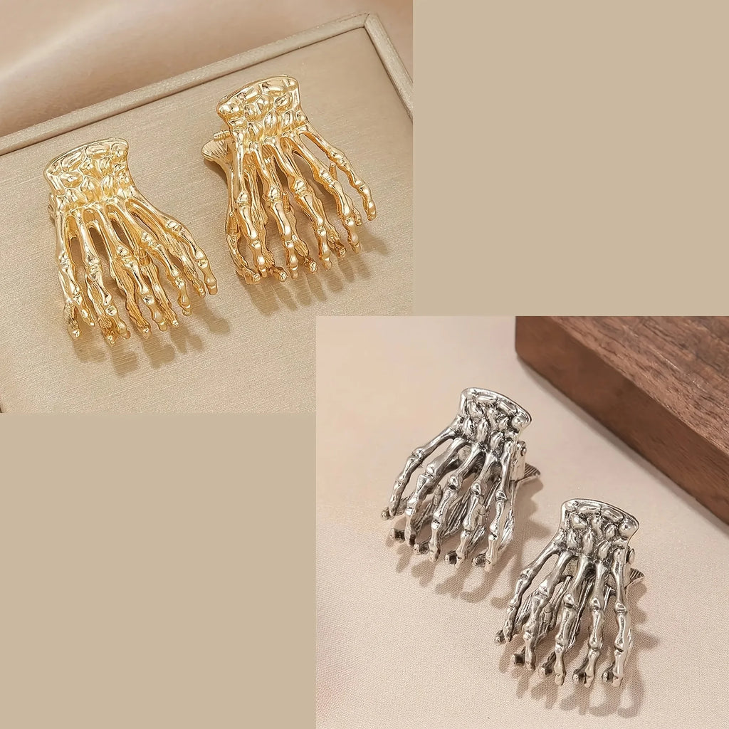 4pcs Gothic Skull Hand Hair Clips - Trendy Skull Claw Clips, Perfect for Halloween Decoration