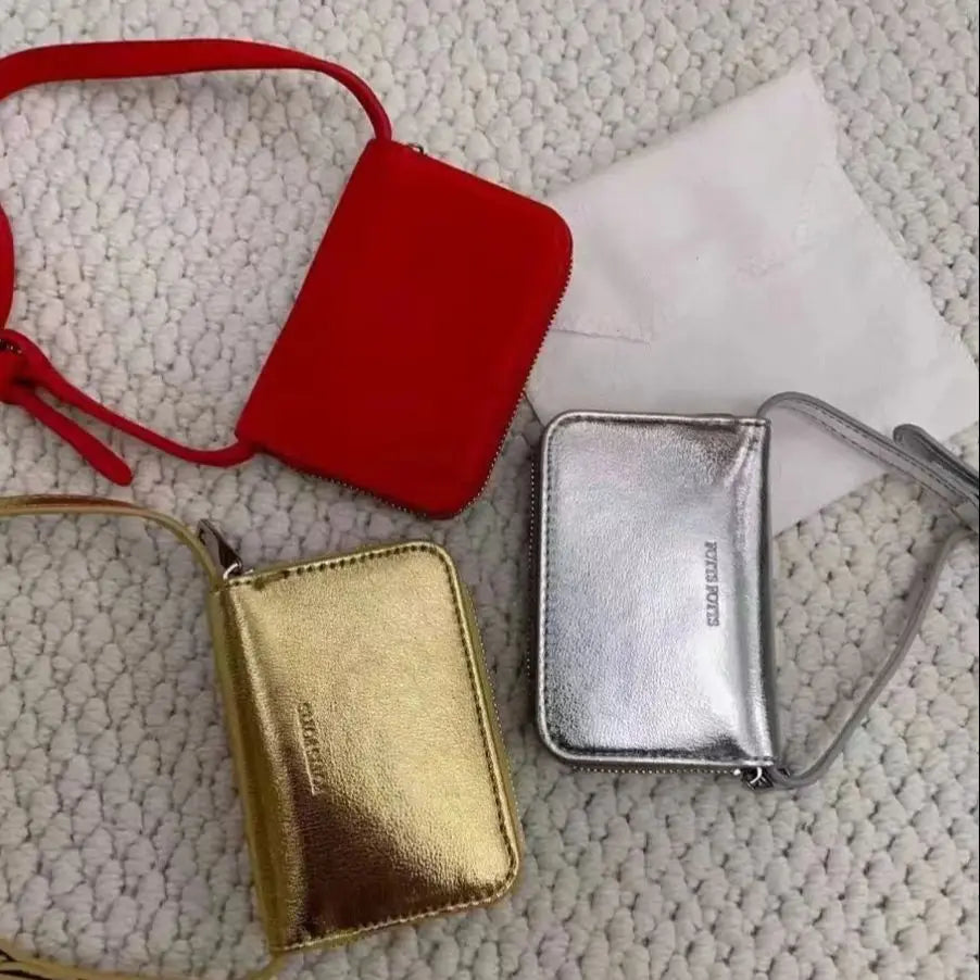 Cute Female Card Bag Small Square Bag PU Fashionable Mini Crossbody Bag European American Style High-end Retro Shoulder Bag
