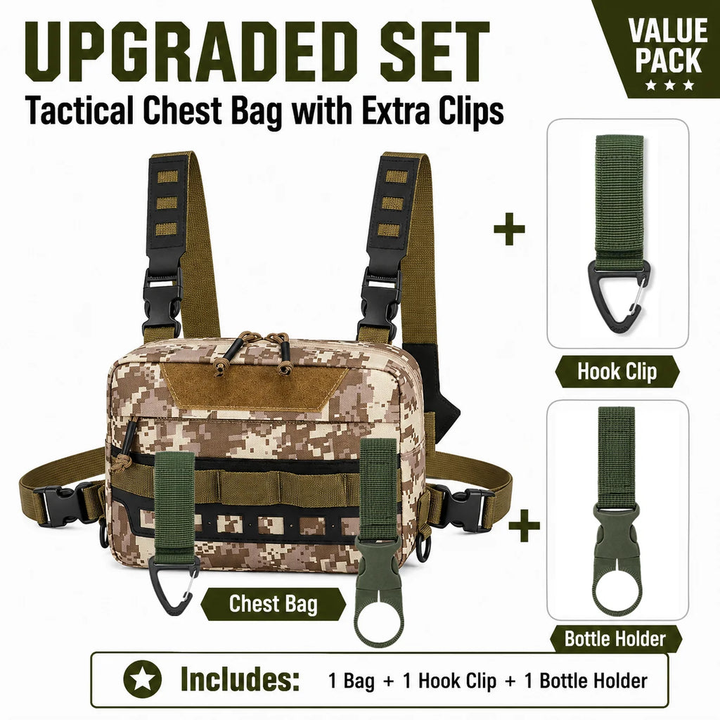 Functional Tactical Chest Bag Waist Bag Fishing MOLLE Outdoor EDC Chest Rig Pack for Cycling Hiking Camping Adjustable Harness