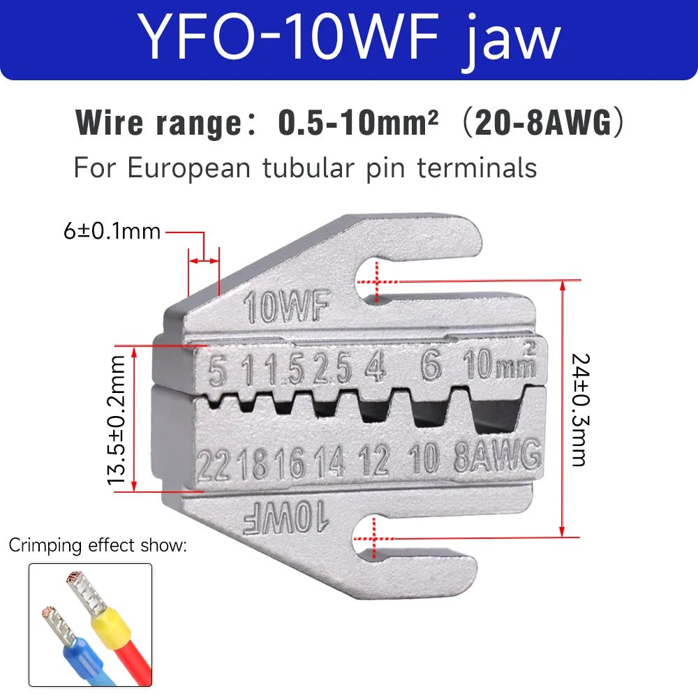 1 Pcs Crimping Jaws YFO 9 Inch Crimping Pliers Interchangeable Crimping Die For Tube/Insulated/Bare Terminals Replacement Die
