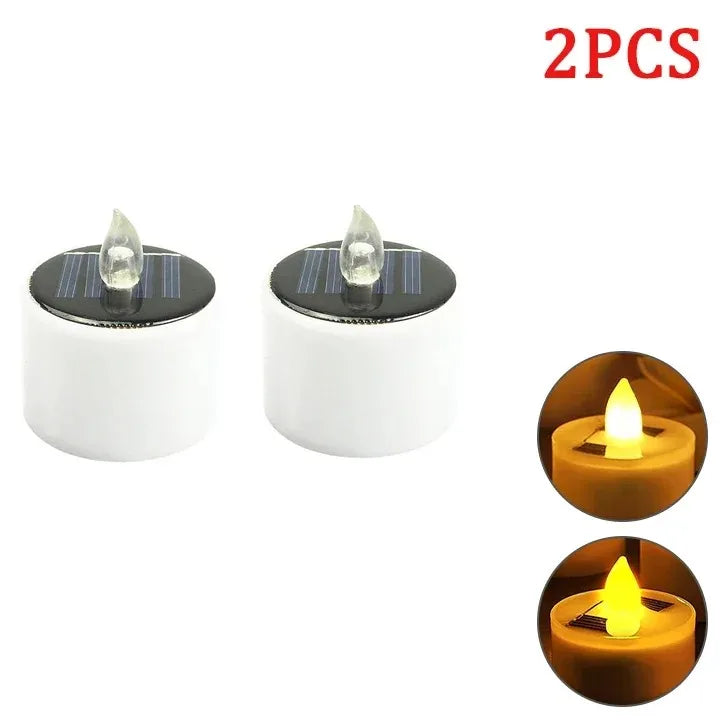 1-10PC Solar Tea Light Led Candles Flameless Outdoor Waterproof Solar Tea Light Rechargeable Candles for Party Garden Home Decor